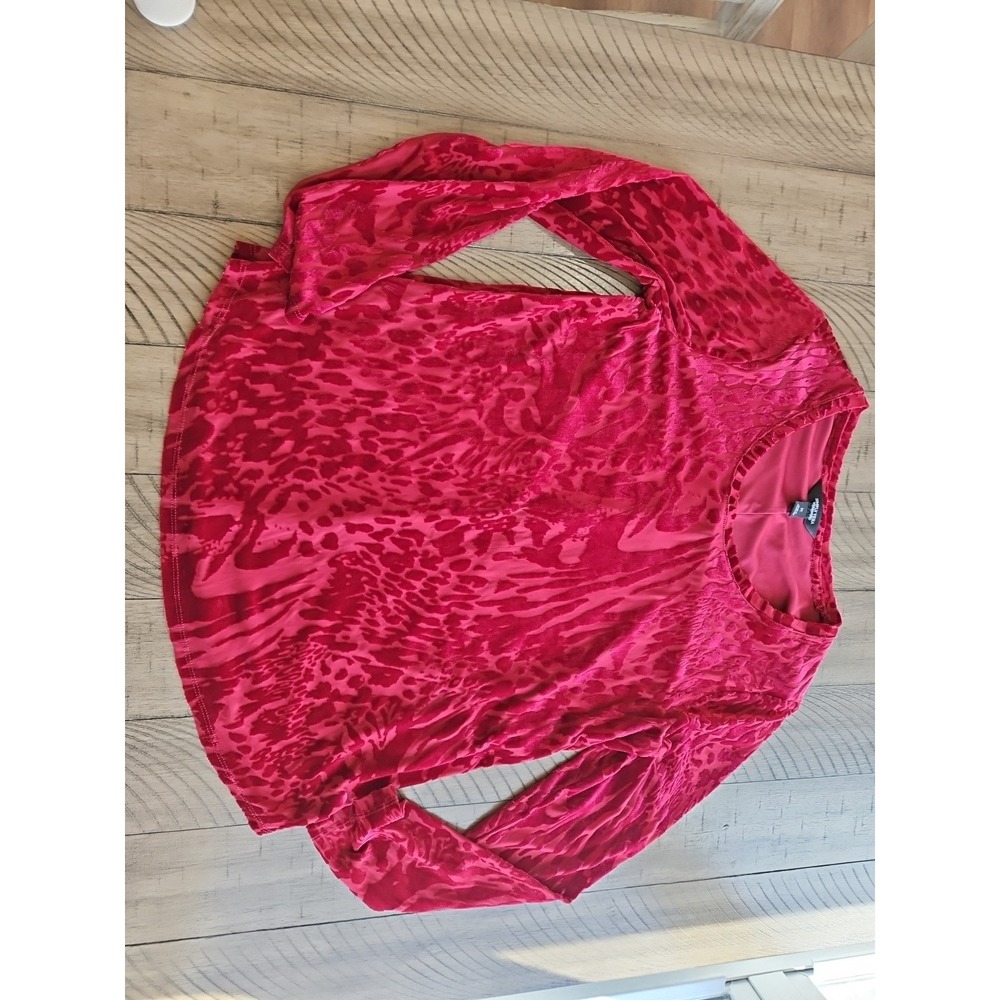 Simply Vera Wang Top Red Velvet Burnout M Whimsigoth Vamp Animal Print Y2k 90's - Picture 12 of 12